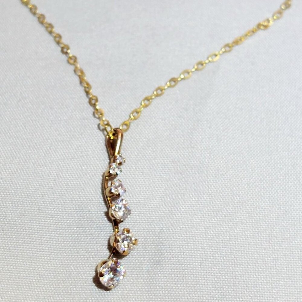 Genuine 14k Yellow Gold S Shape Cubic Zirconia Pendant With 14k 20" Clasp Chain